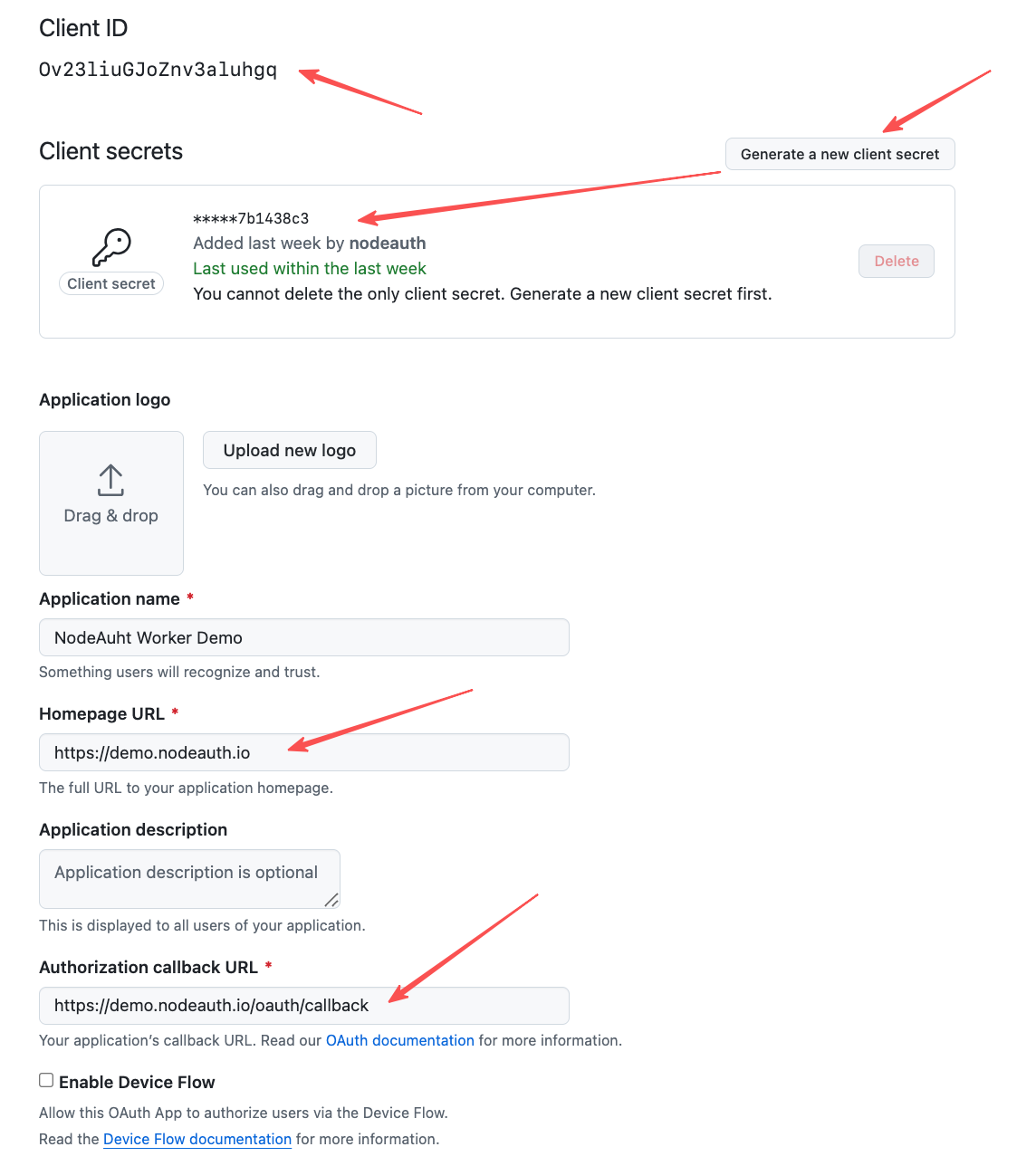 Github OAuth 配置示意